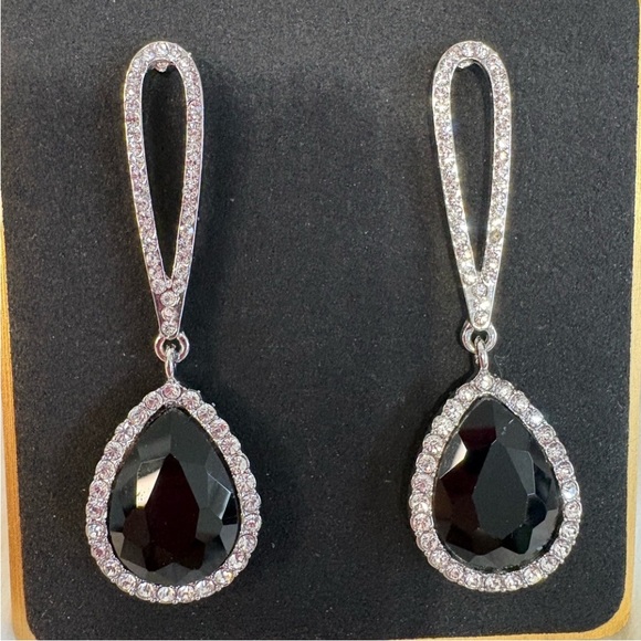Sophisticated Black and Silver Drop Earrings - Picture 5 of 5